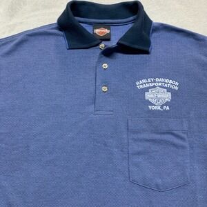 Harley Davidson Transportation Men's M Blue‎ Short Sleeve Polo Shirt York PA